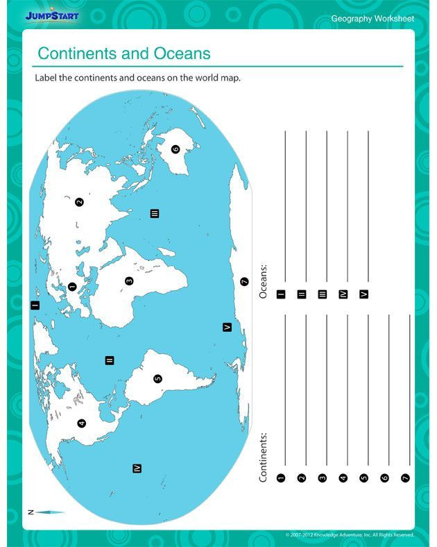 Label Continents and Oceans Printable Continents and Oceans Free Printable Geography Worksheets