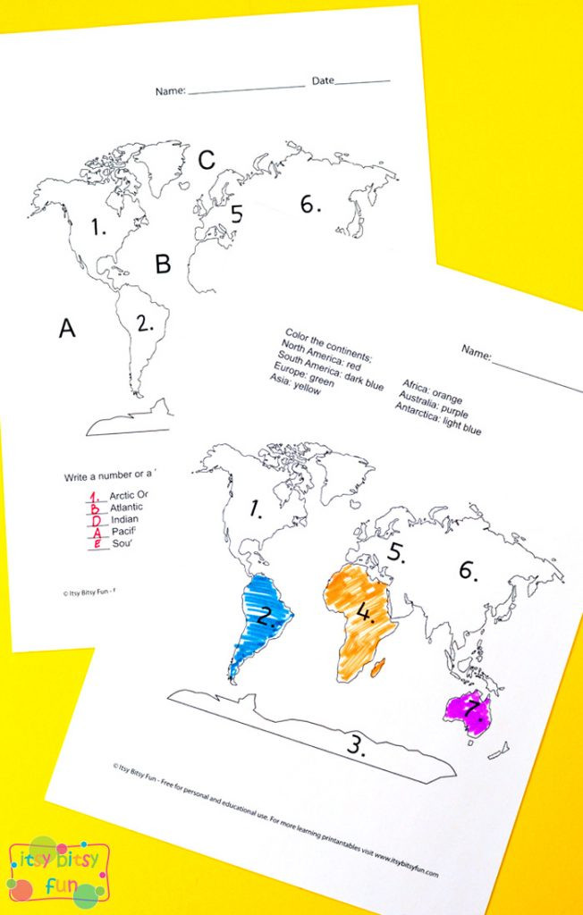 Label Continents and Oceans Printable Continents and Oceans Worksheets Free Word Search Quiz