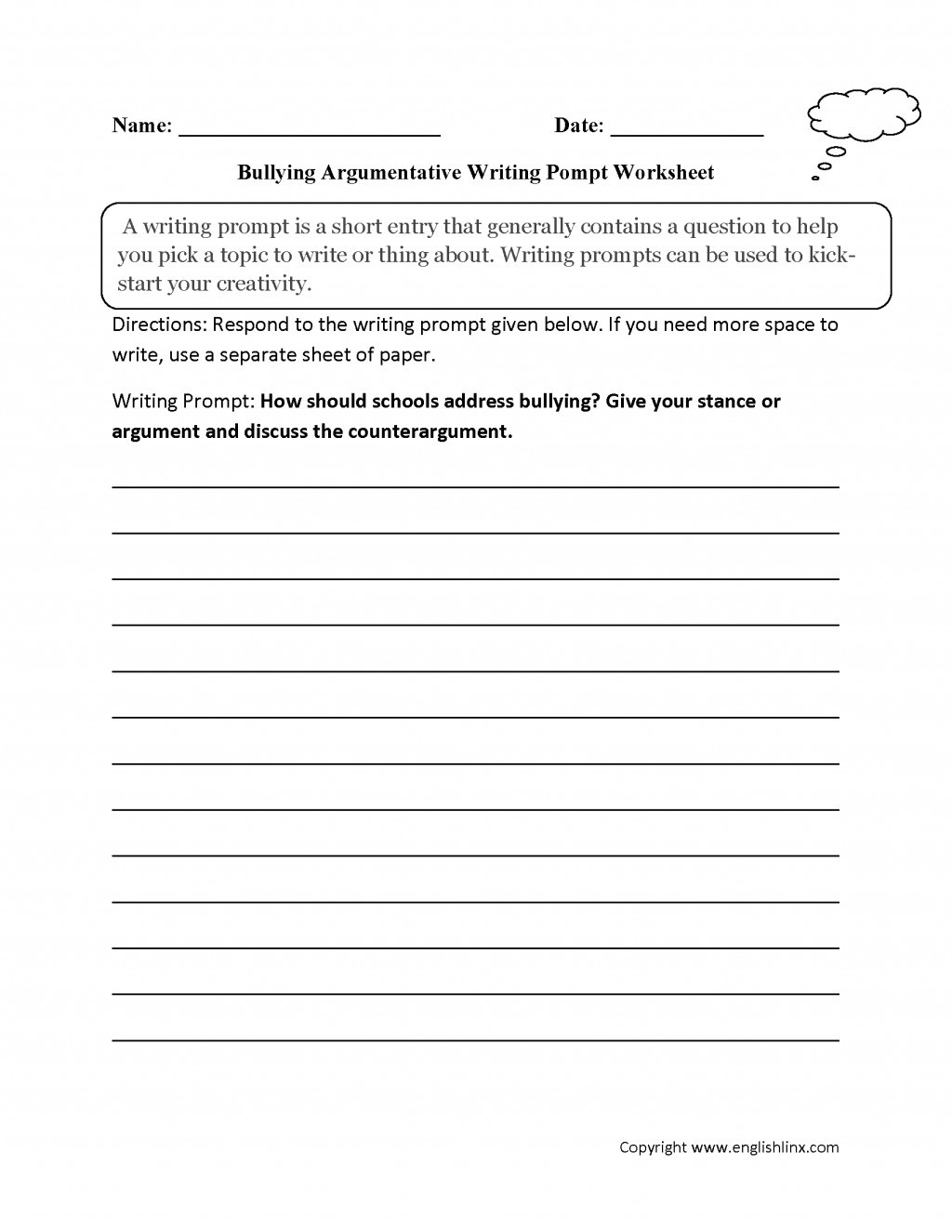 Language Arts Worksheets 8th Grade 8th Grade Worksheet Writing Prompt