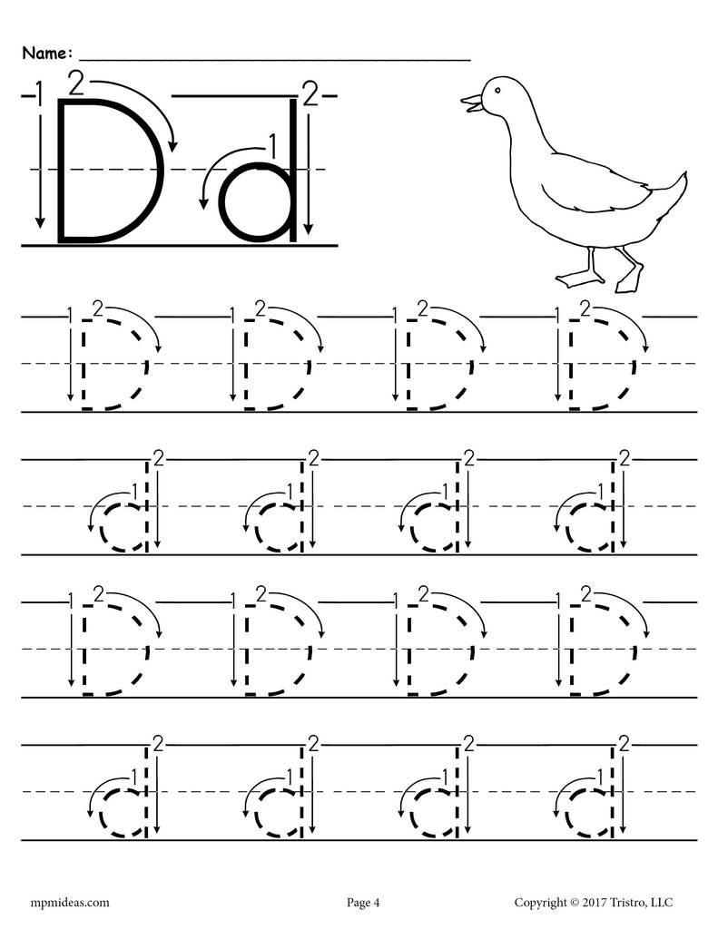 Letter D Worksheet Preschool Printable Letter D Tracing Worksheet with Number and Arrow Guides
