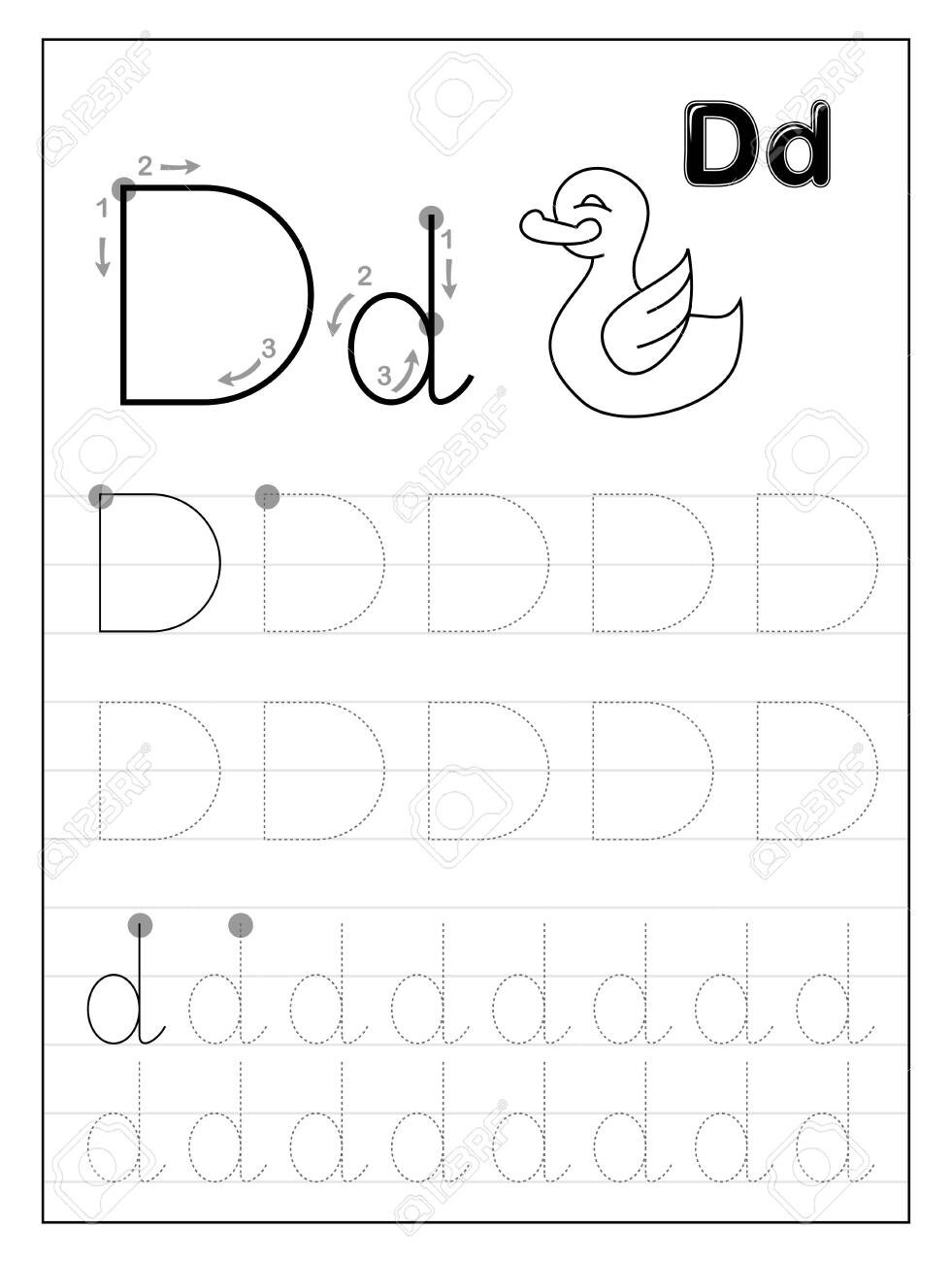 Letter D Worksheet Preschool Tracing Alphabet Letter D Black and White Educational Pages