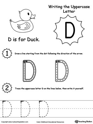 Letter D Worksheet Preschool Writing Uppercase Letter D