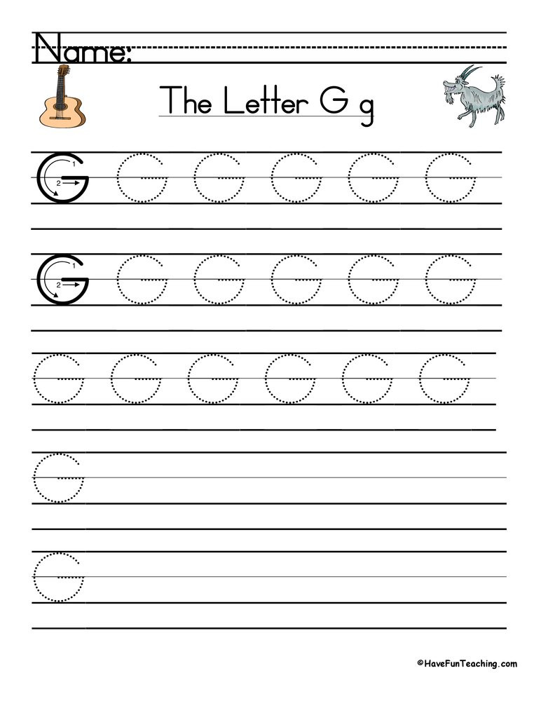 Letter G Worksheets for Kindergarten Letter G Handwriting Practice Worksheet