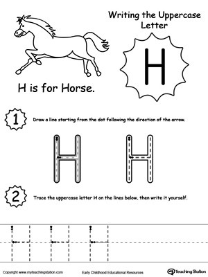 Letter H Worksheets for Kindergarten Writing Uppercase Letter H