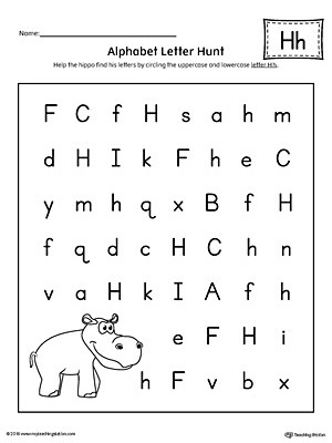 Letter H Worksheets for Preschoolers Alphabet Letter Hunt Letter H Worksheet