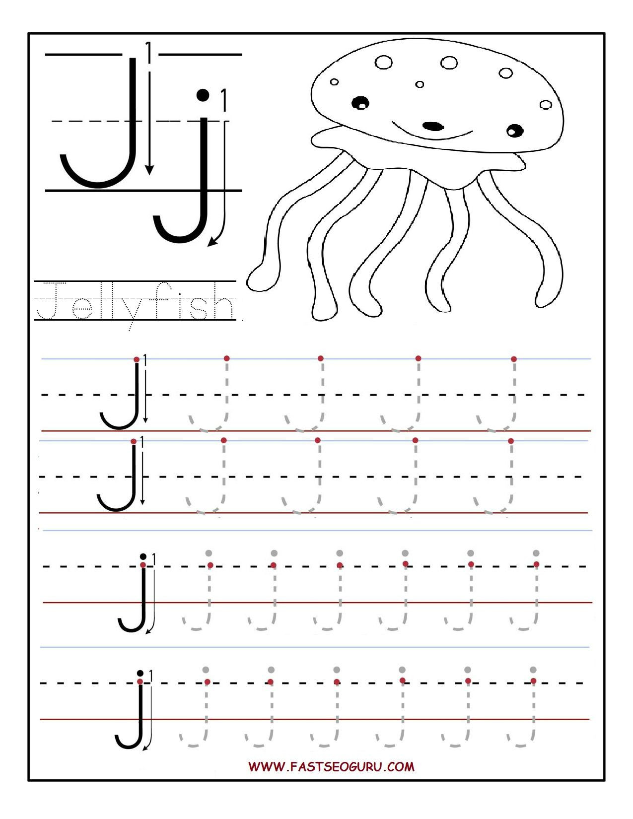 Letter J Tracing Worksheets Preschool Printable Letter J Tracing Worksheets for Preschool