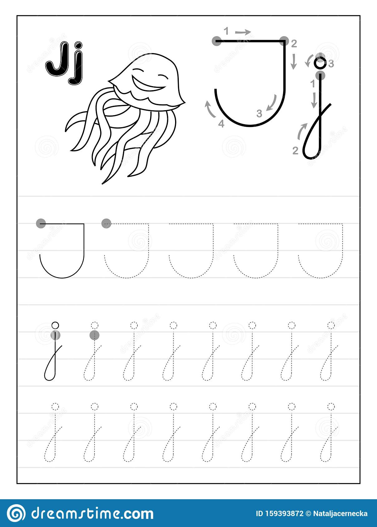Letter J Tracing Worksheets Preschool Tracing Alphabet Letter J Black and White Educational Pages