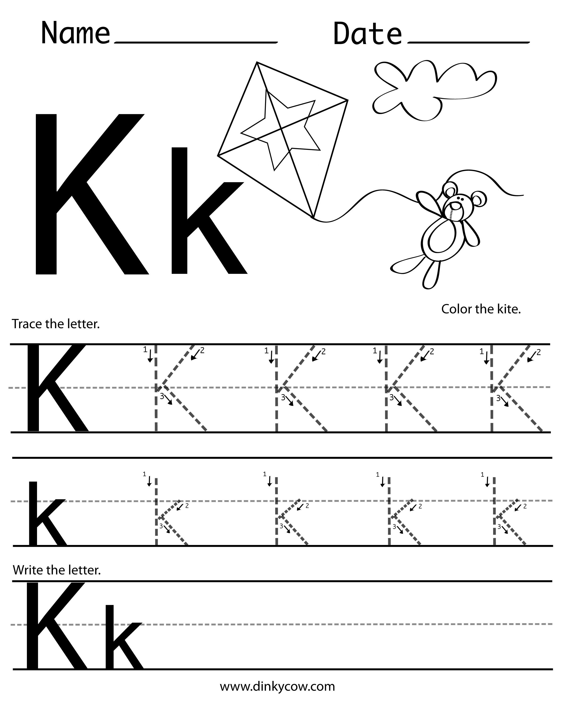 Letter K Tracing Worksheets Preschool K Free Handwriting Worksheet Print 2 4002 988 Pixels