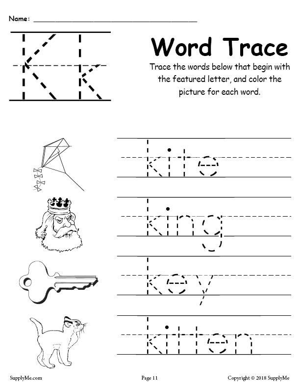 Letter K Tracing Worksheets Preschool Letter K Words Alphabet Tracing Worksheet