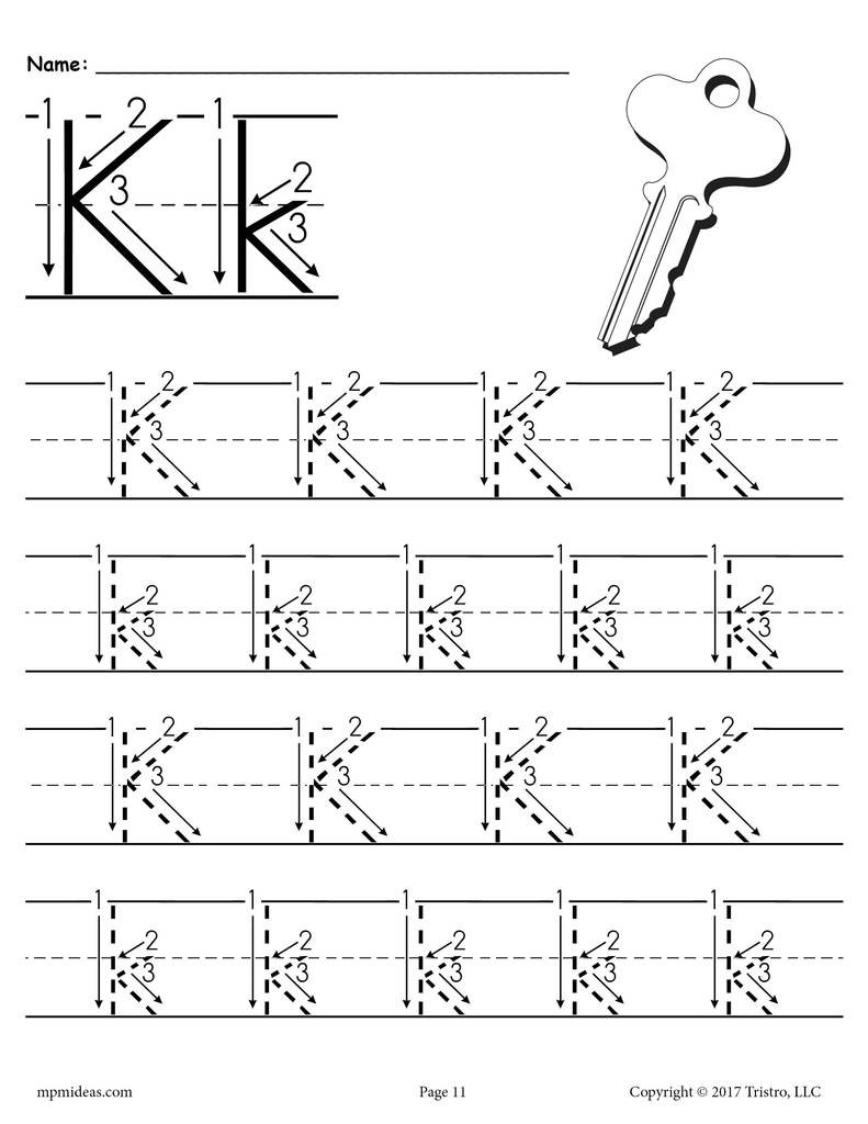 Letter K Tracing Worksheets Preschool Printable Letter K Tracing Worksheet with Number and Arrow Guides