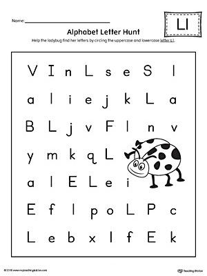 Letter L Worksheet for Preschool Alphabet Letter Hunt Letter L Worksheet