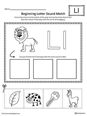 Letter L Worksheet Preschool Letter L Beginning sound Picture Match Worksheet