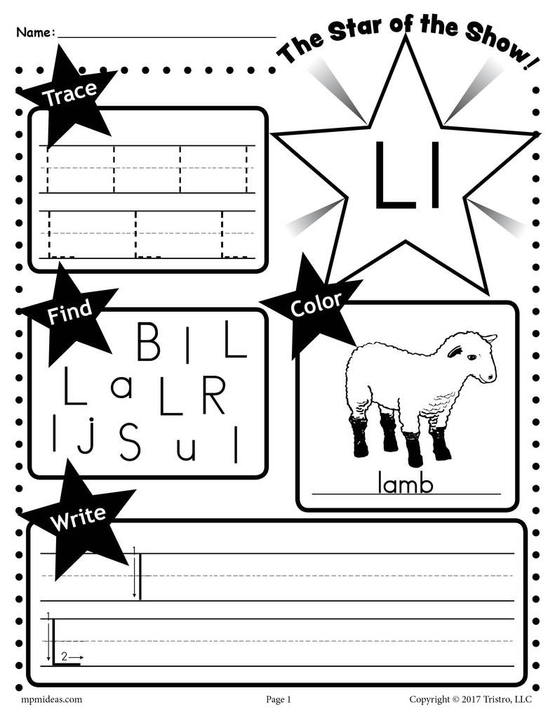 Letter L Worksheet Preschool Letter L Worksheet Tracing Coloring Writing &amp; More