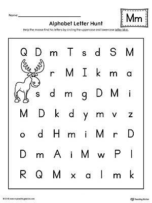 Letter M Worksheets for Preschoolers Alphabet Letter Hunt Letter M Worksheet