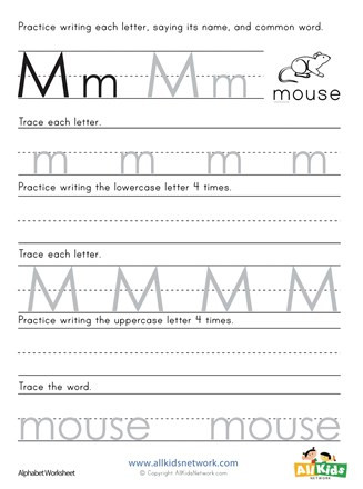 Letter M Worksheets for Preschoolers Printing Letter M Worksheet