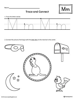 Letter M Worksheets for Preschoolers Trace Letter M and Connect Worksheet