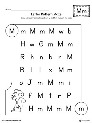 Letter M Worksheets Kindergarten Letter M Pattern Maze Worksheet