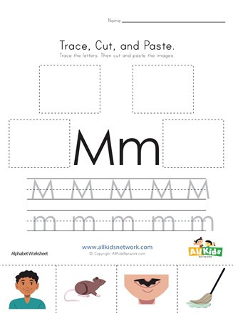 Letter M Worksheets Preschool Trace Cut and Paste Letter M Worksheet