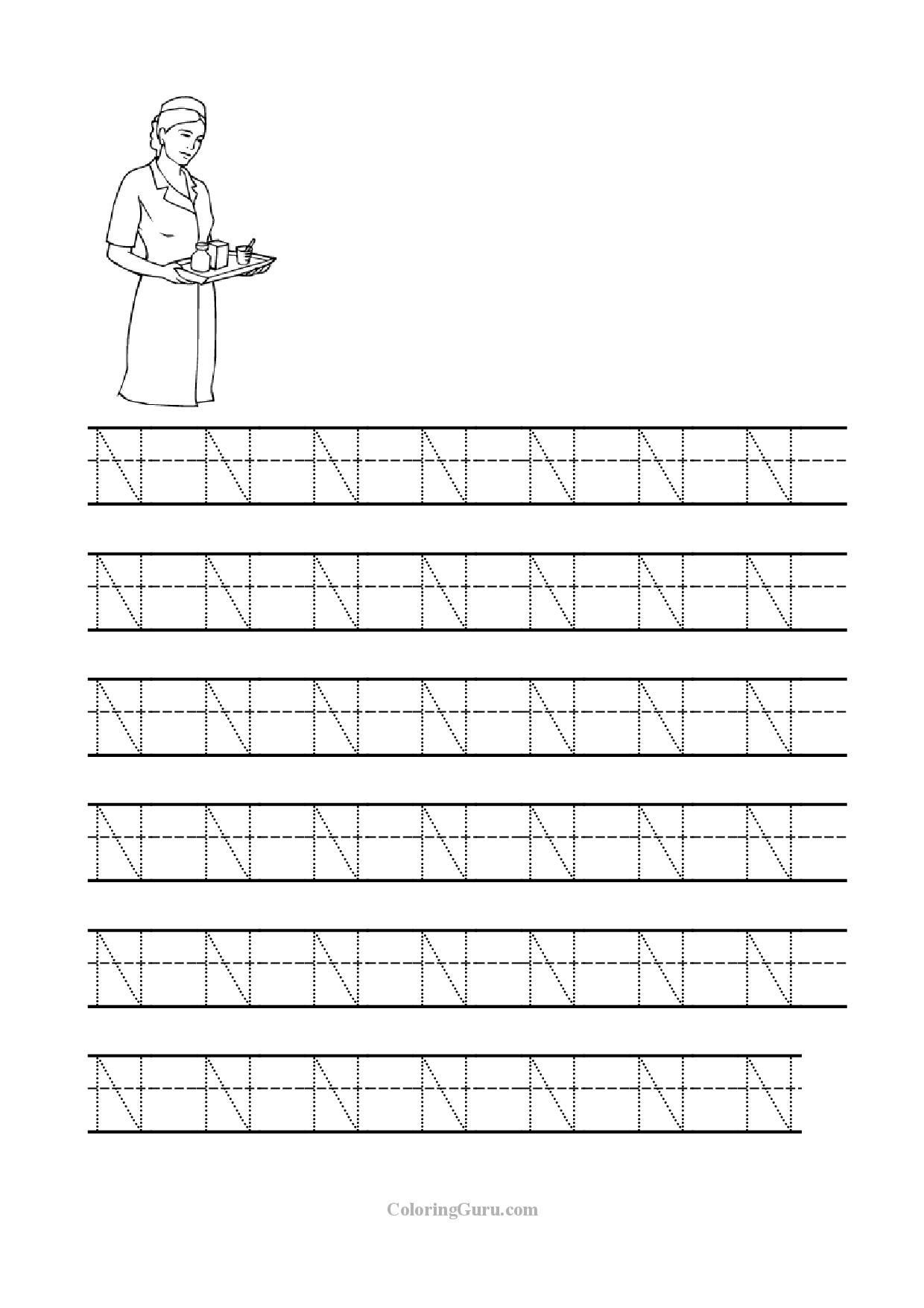 Letter N Tracing Worksheets Preschool Free Printable Tracing Letter N Worksheets for Preschool