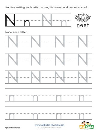 Letter N Tracing Worksheets Preschool Letter N Tracing Worksheet