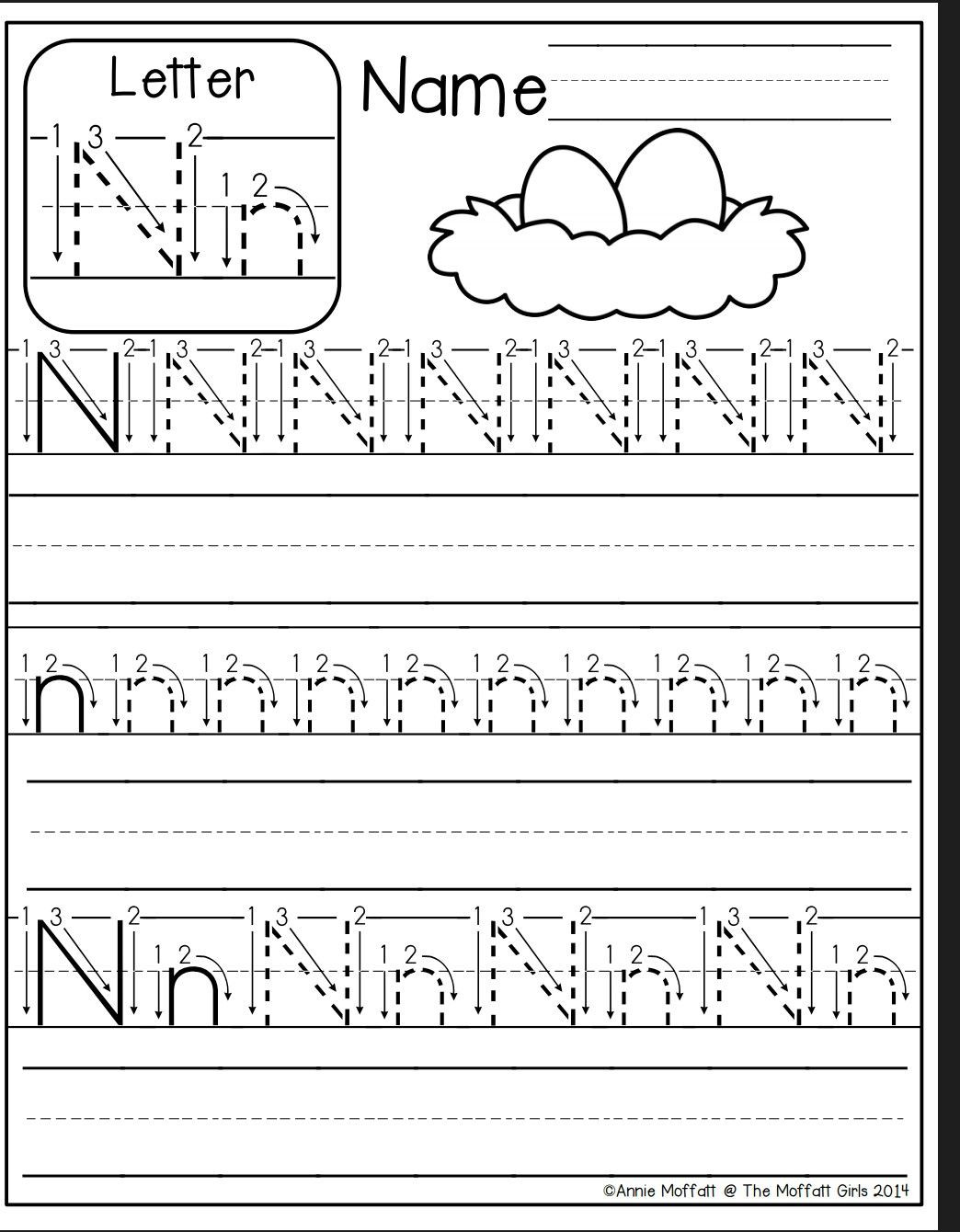 Letter N Tracing Worksheets Preschool Letter N Worksheet
