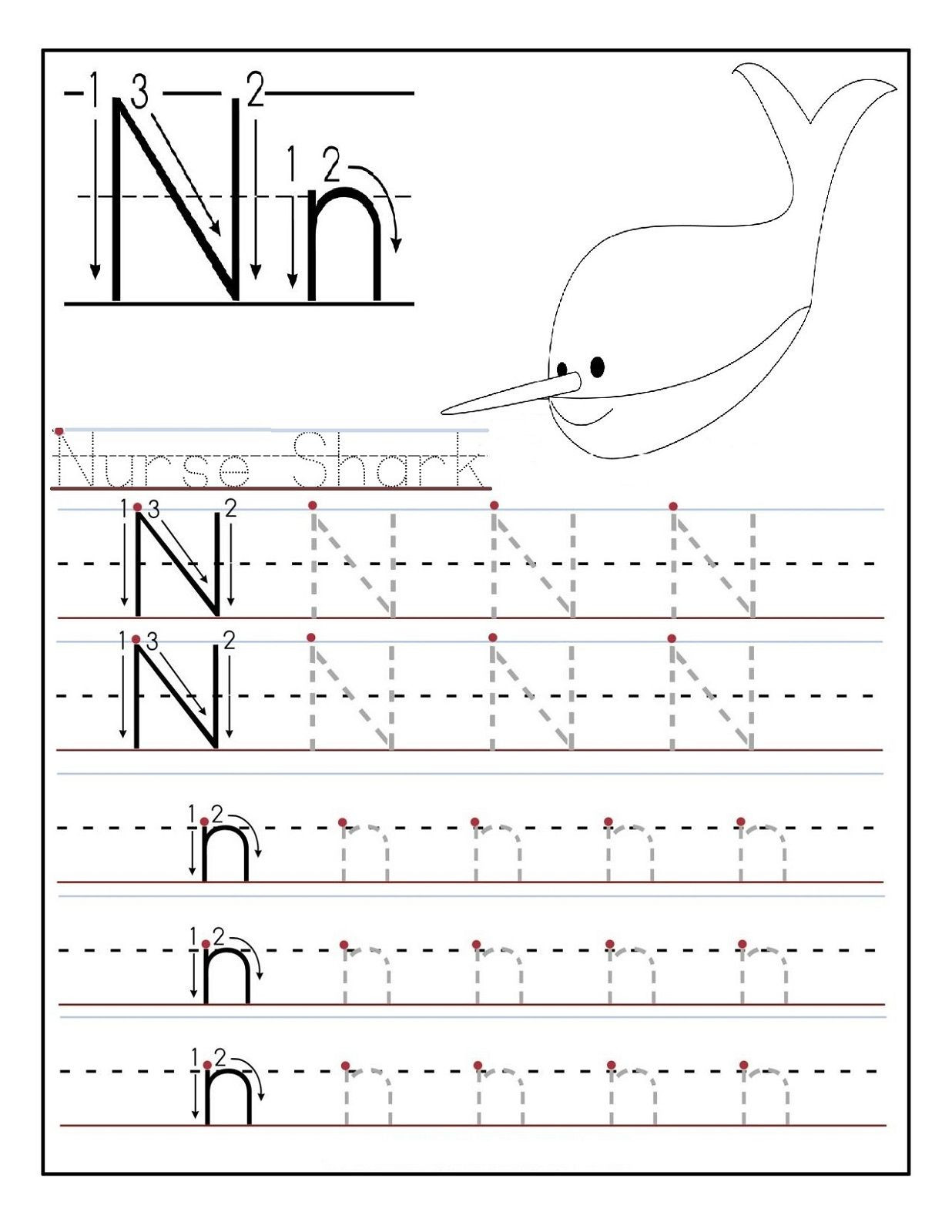 Letter N Tracing Worksheets Preschool Preschool Printable Worksheets