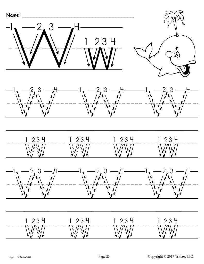 Letter N Tracing Worksheets Preschool Printable Letter W Tracing Worksheet with Number and Arrow Guides