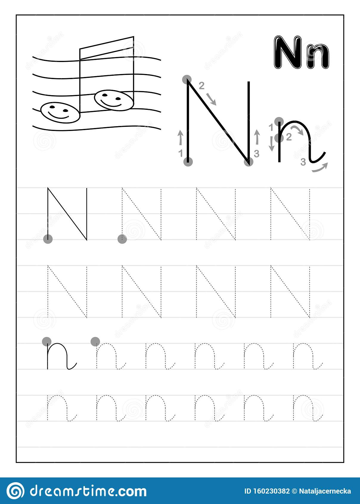 Letter N Tracing Worksheets Preschool Tracing Alphabet Letter N Black and White Educational Pages