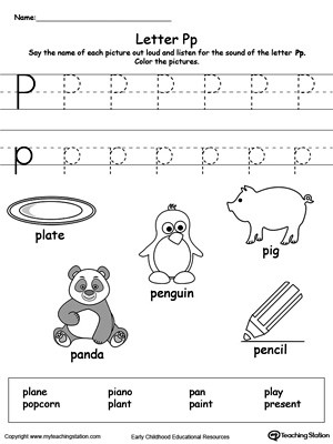 Letter P Preschool Worksheets Words Starting with Letter P