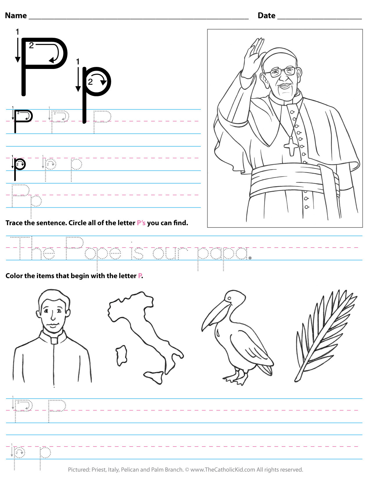 Letter P Worksheets Preschool Catholic Alphabet Letter P Worksheet Preschool Kindergarten