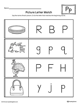Letter P Worksheets Preschool Picture Letter Match Letter P Worksheet