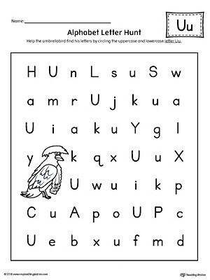 Letter U Worksheets for Kindergarten Alphabet Letter Hunt Letter U Worksheet