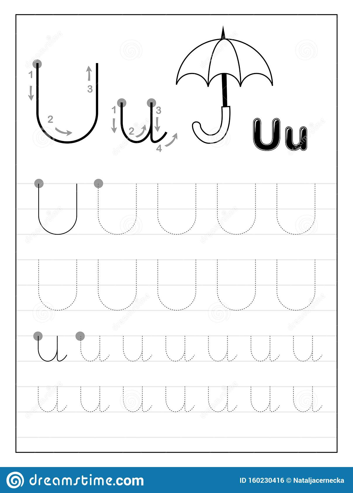 Letter U Worksheets for Kindergarten Tracing Alphabet Letter U Black and White Educational Pages