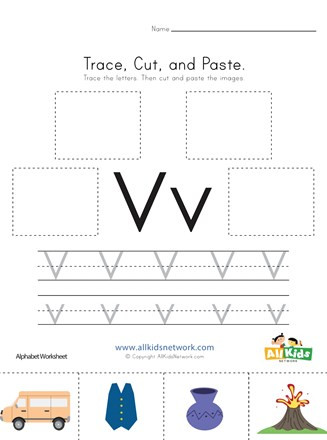 Letter V Worksheets Preschool Trace Cut and Paste Letter V Worksheet
