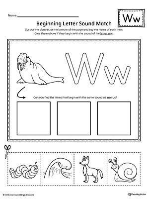 Letter W Worksheets for Preschoolers Letter W Beginning sound Picture Match Worksheet