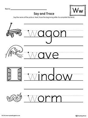 Letter W Worksheets for Preschoolers Say and Trace Letter W Beginning sound Words Worksheet