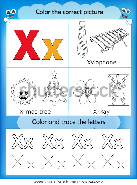 Letter X Worksheets for Preschool Alphabet Learning Letters Coloring Graphics Printable