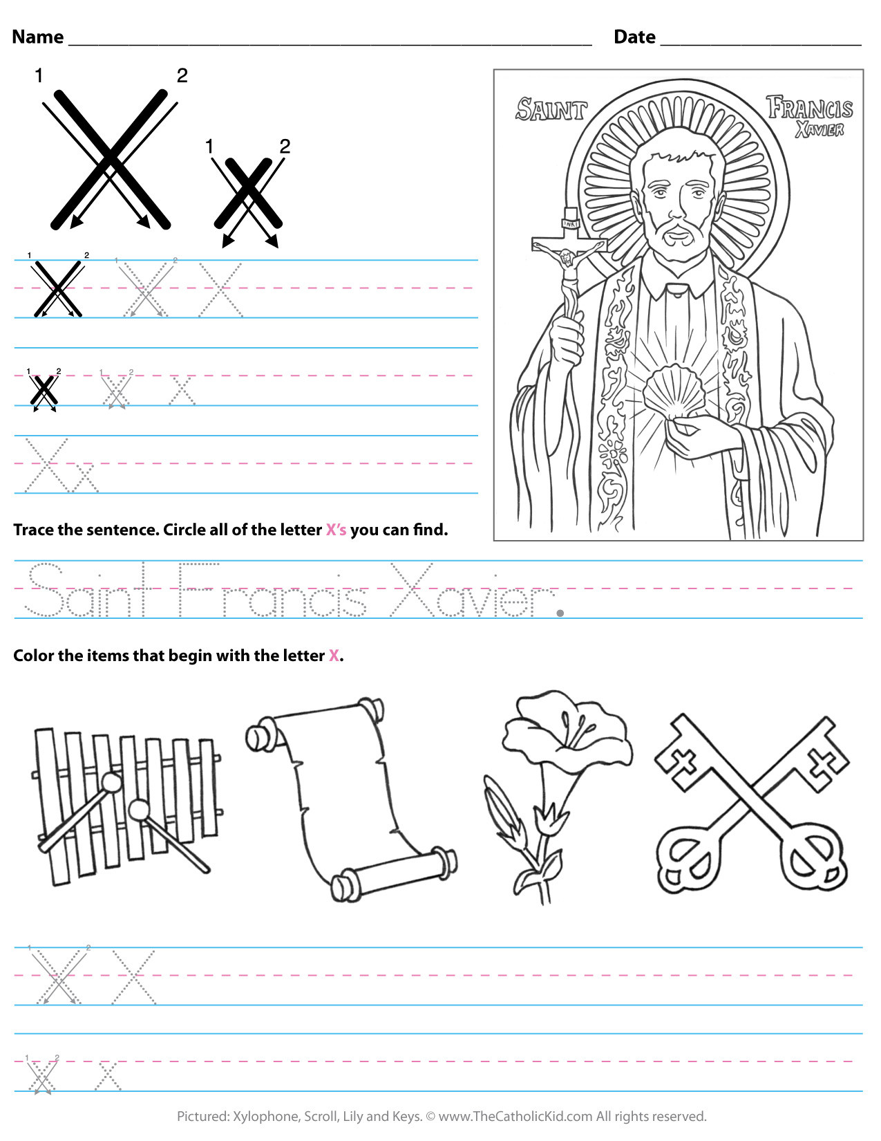 Letter X Worksheets for Preschool Catholic Alphabet Letter X Worksheet Preschool Kindergarten
