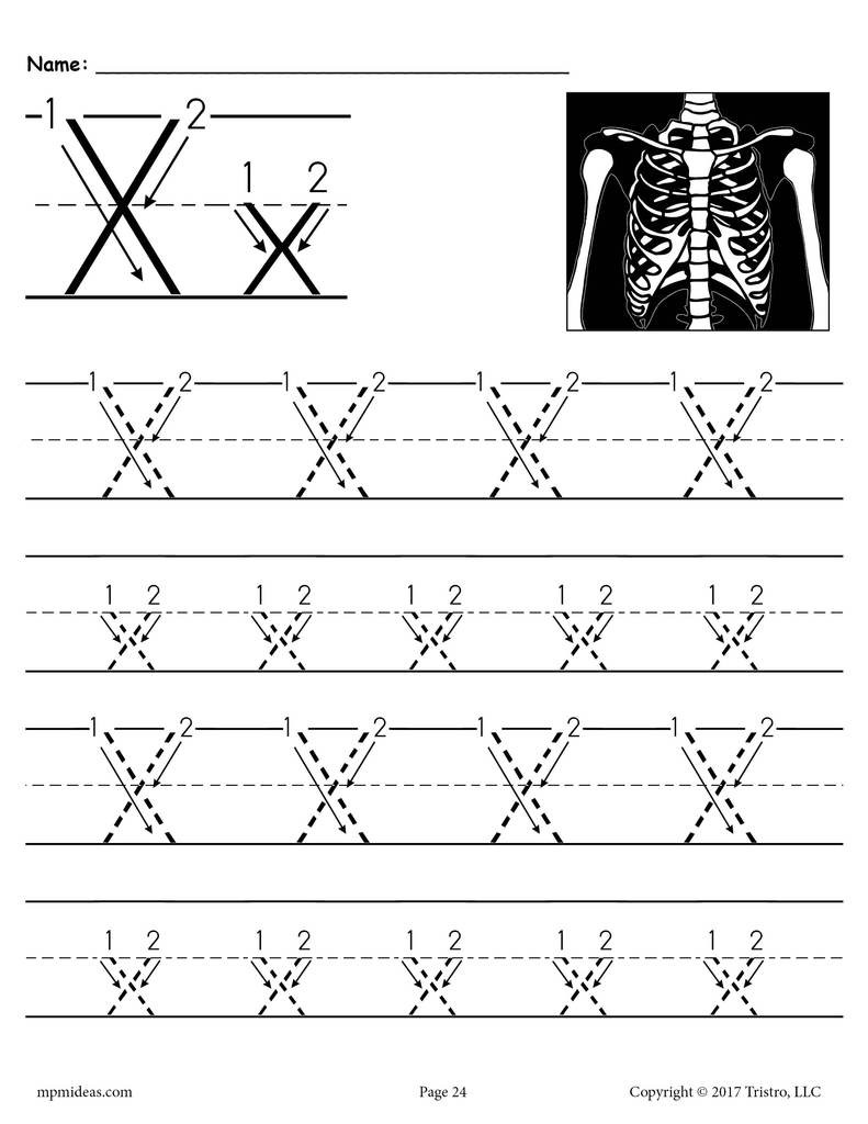 Letter X Worksheets for Preschoolers Printable Letter X Tracing Worksheet with Number and Arrow Guides