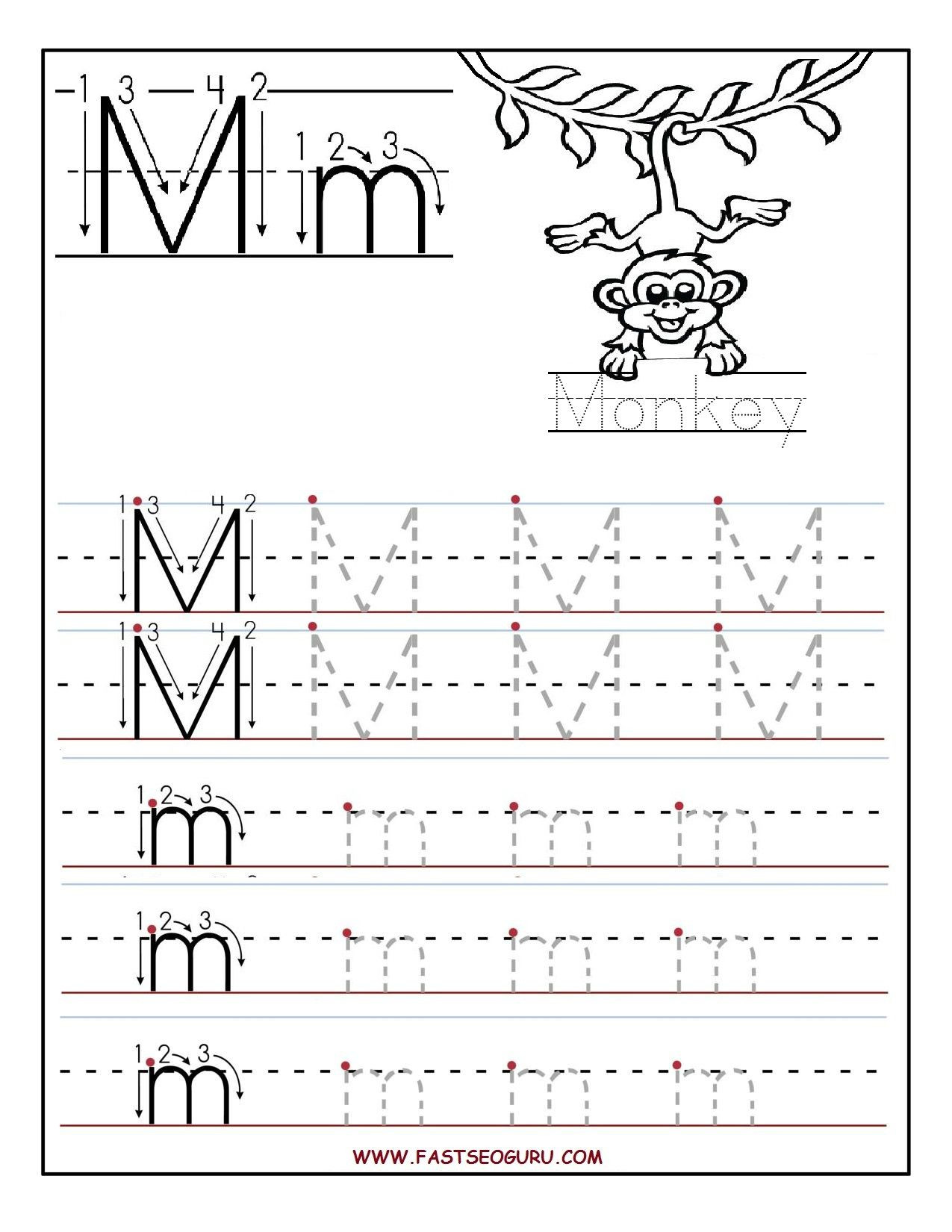 M Worksheets Preschool Printable Letter M Tracing Worksheets for Preschool