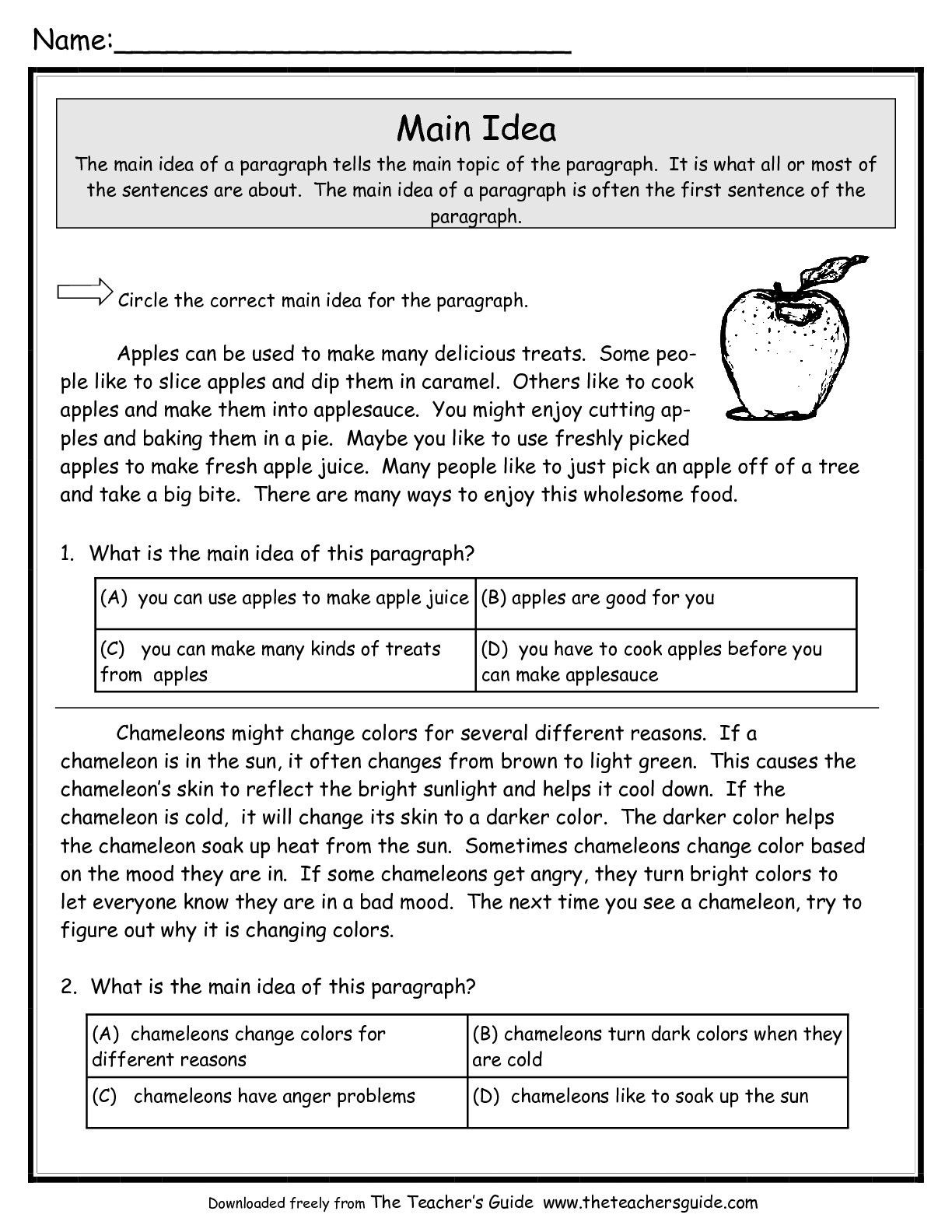 Main Idea Worksheets Third Grade Main Idea Worksheets From the Teacher S