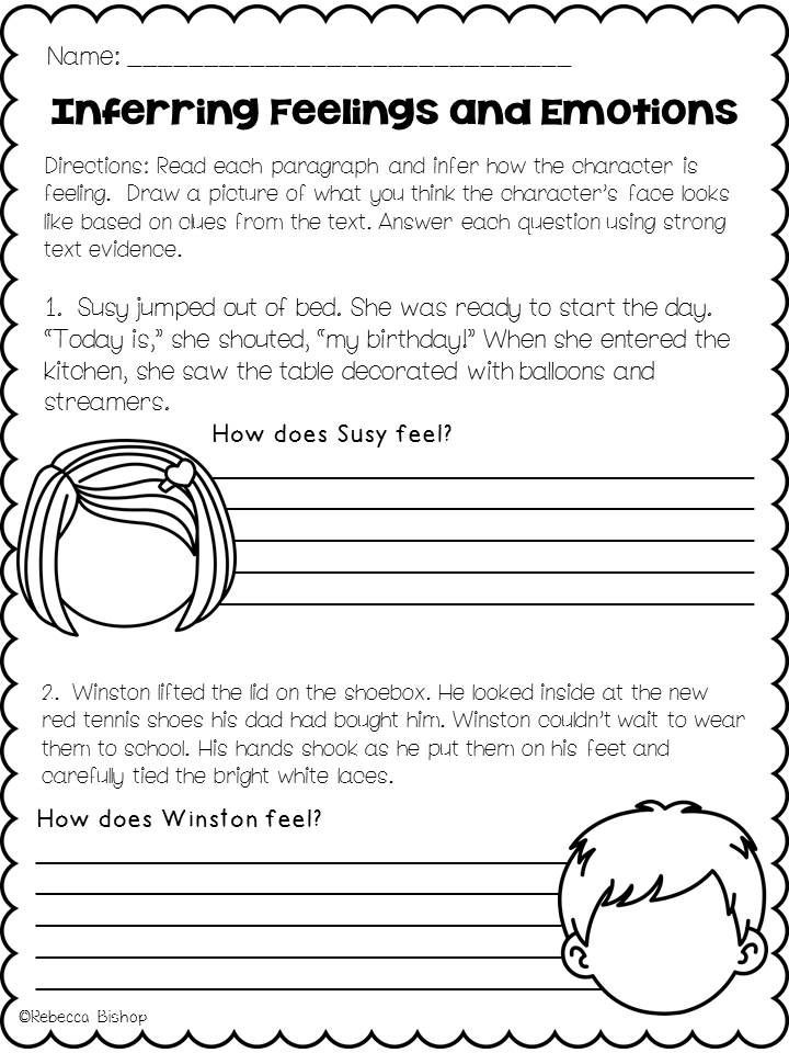 Making Inference Worksheets 4th Grade Feelings and Emotions Making Inferences Worksheets