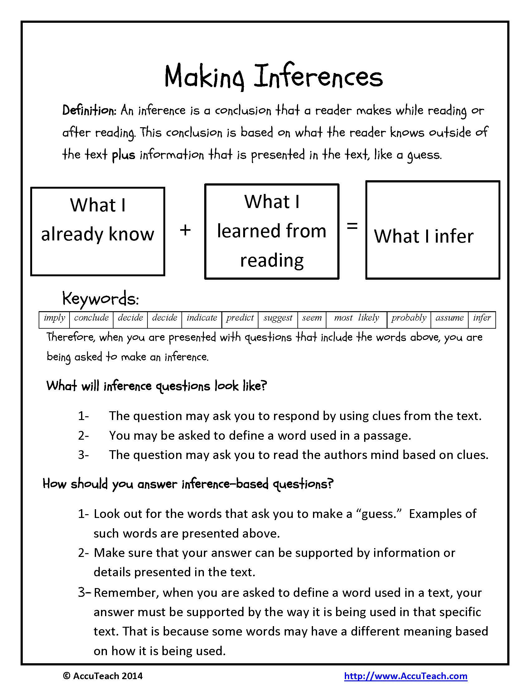 Making Inference Worksheets 4th Grade Inference Questions Reading Prehension