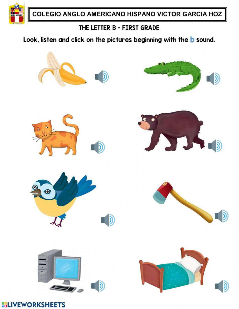 Mammal Worksheets First Grade the Letter B First Grade Interactive Worksheet