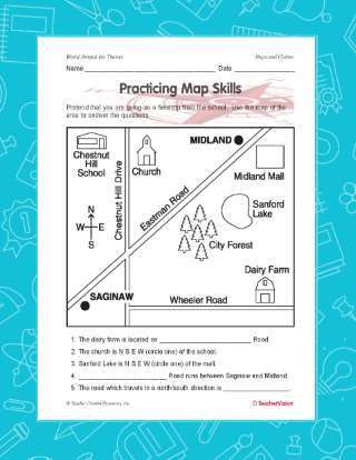 Map Scale Worksheet 3rd Grade Practicing Map Skills Printable Geography 2nd 4th Grade