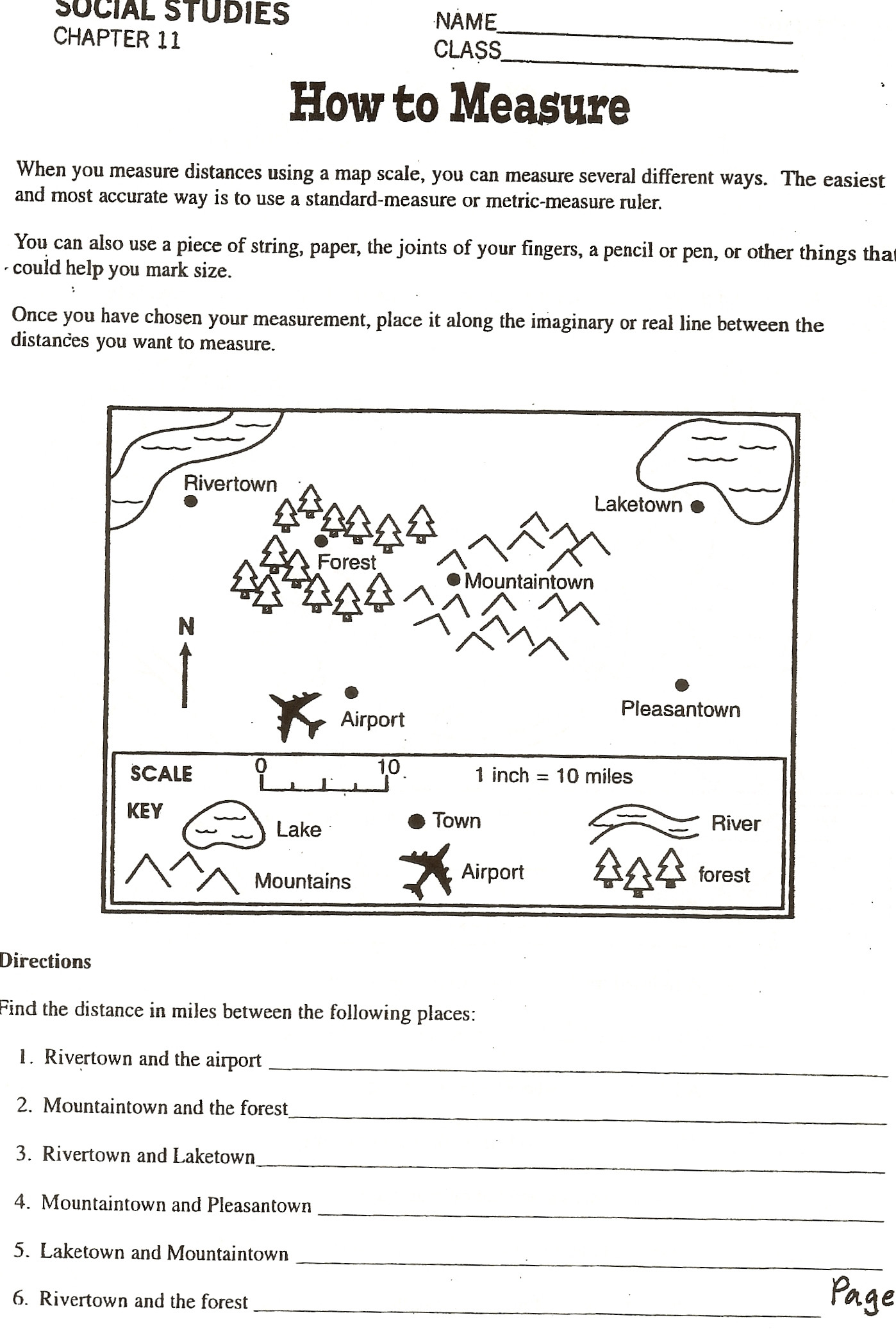 Map Scale Worksheet 3rd Grade Using Scale A Map Worksheet