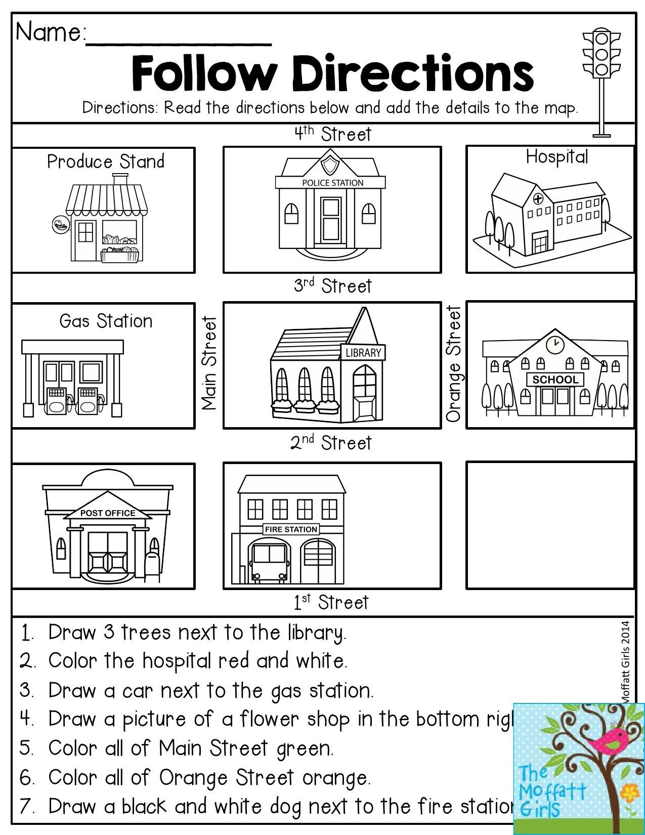 Map Worksheet 2nd Grade Back to School Packets