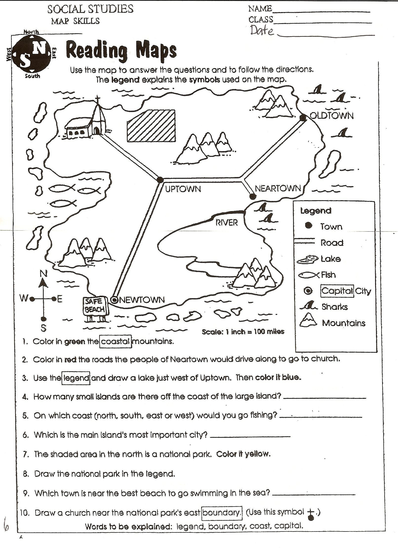 Map Worksheet 2nd Grade social Stu S Skills