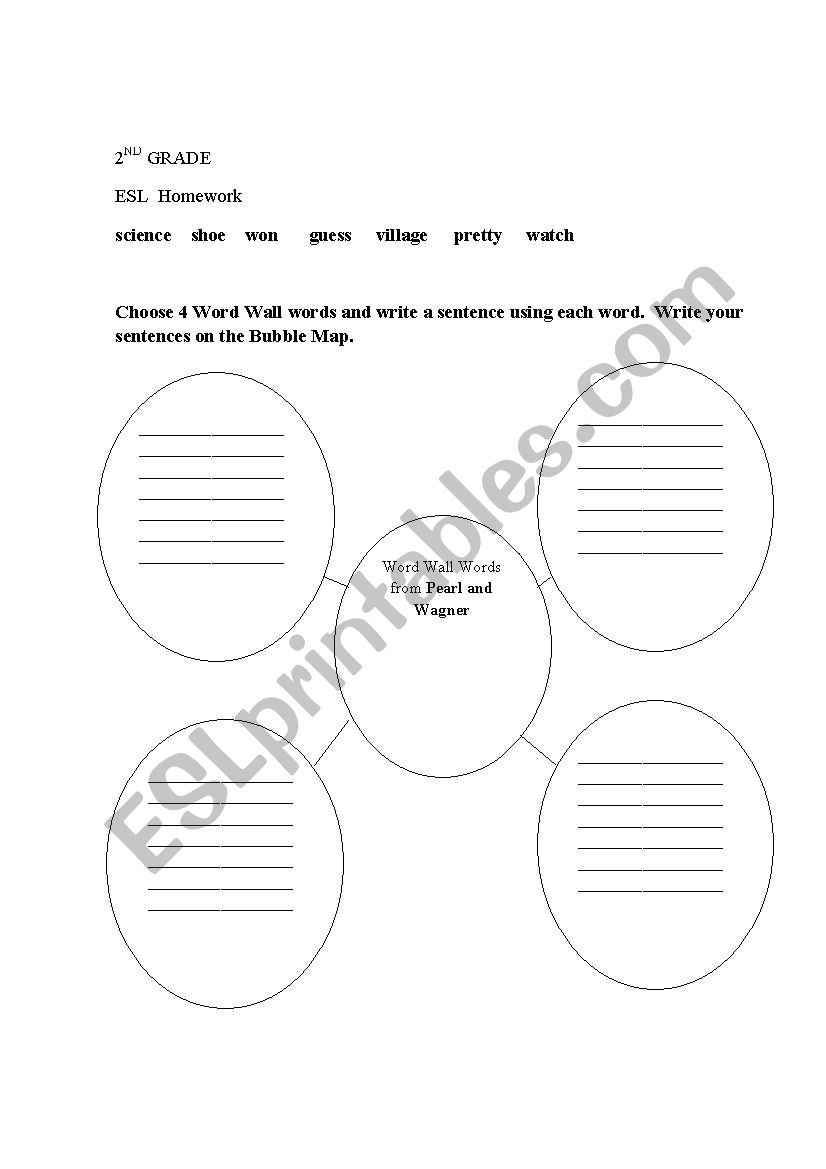Maps Worksheets 2nd Grade 2nd Grade Esl Bubble Map for Writing Sentences Using Word