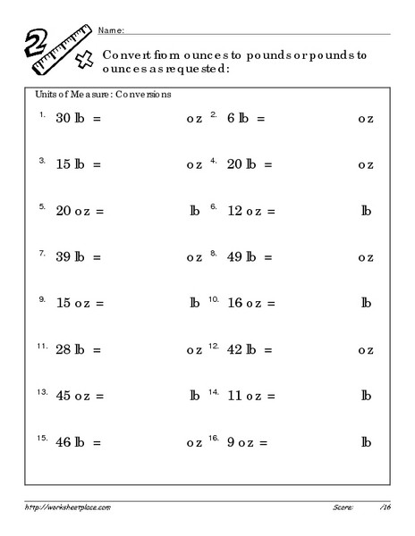 Math Conversion Worksheets 5th Grade Units Of Measure Conversions Ounces and Pounds Worksheet